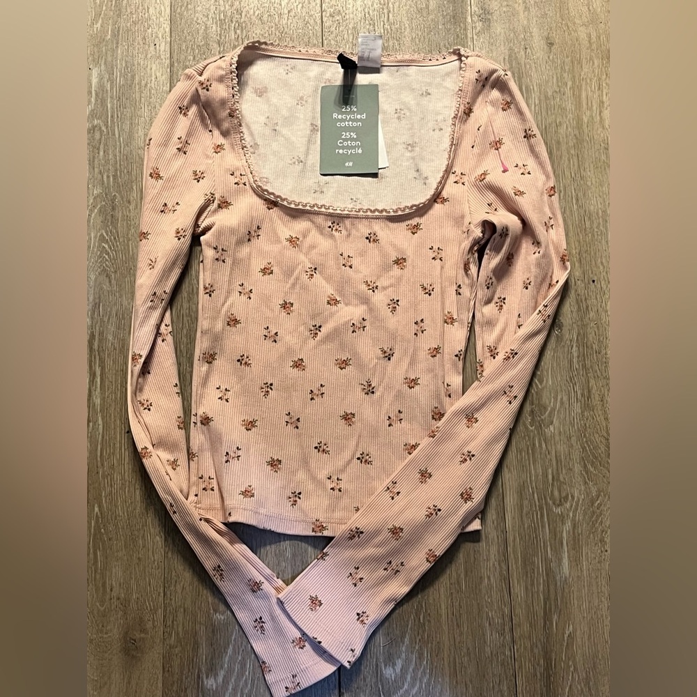 Women’s H&M Floral Long Sleeve Top Sz XS